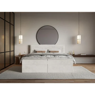 Selsey Boxspringbett SOFTIE GREIGE in Taupe, Liegefläche 140x200 cm – mit Bettkasten, Bonellfederkern